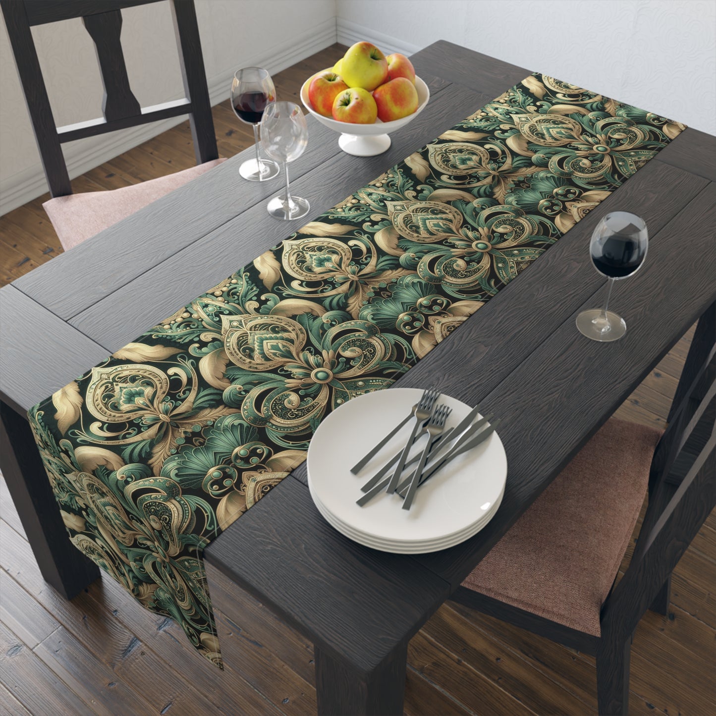 Ornate Emerald Table Runner