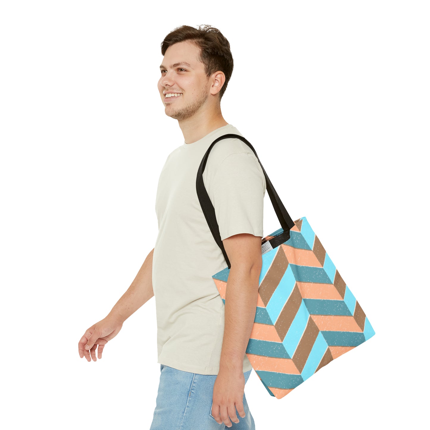 Misty Cyan Chevron Tote Bag - Fashionable and Functional - Misfit Marketing Design Studios