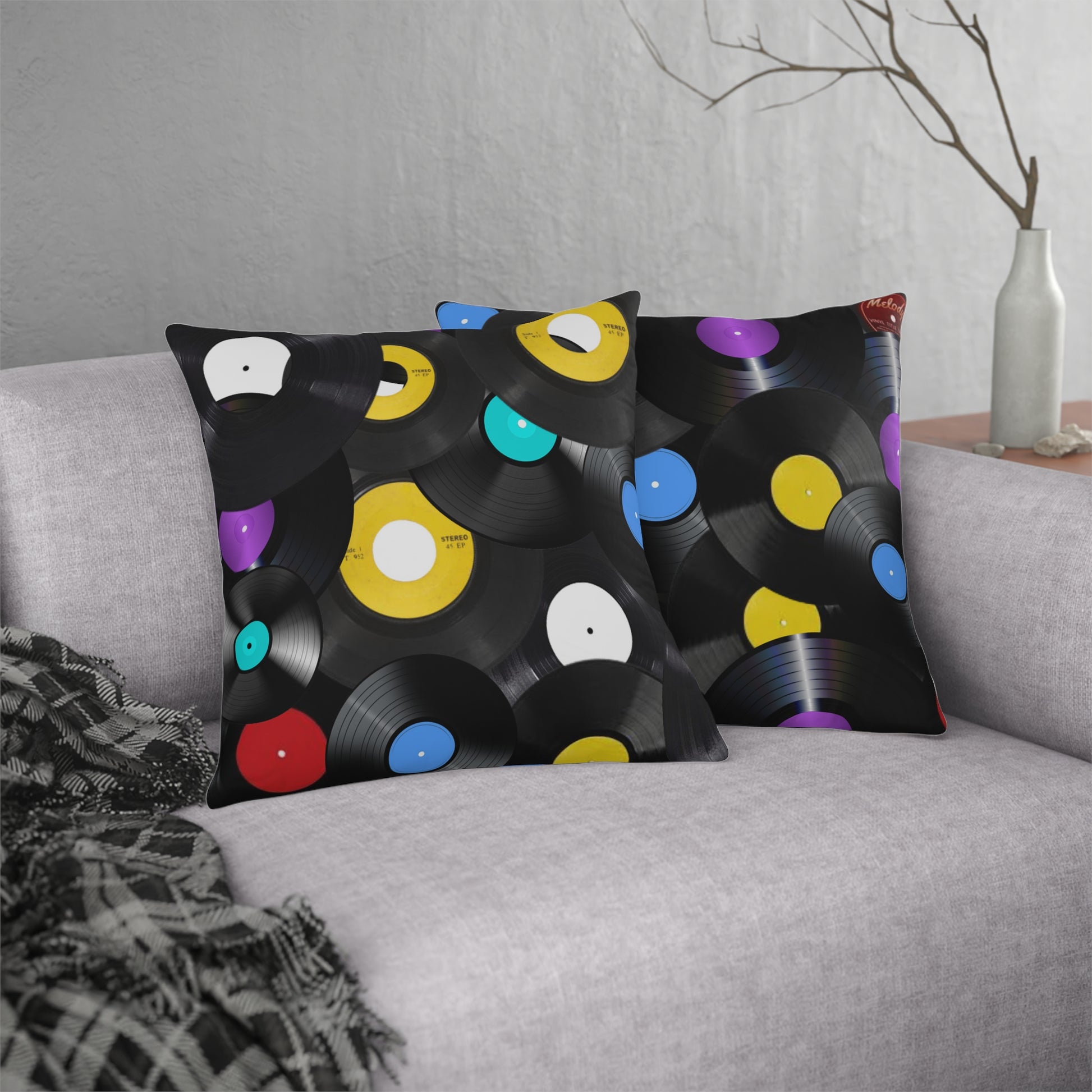 Vinyl Record Decorative Pillow - Retro Music Inspired Home Decor - Misfit Marketing Design Studios