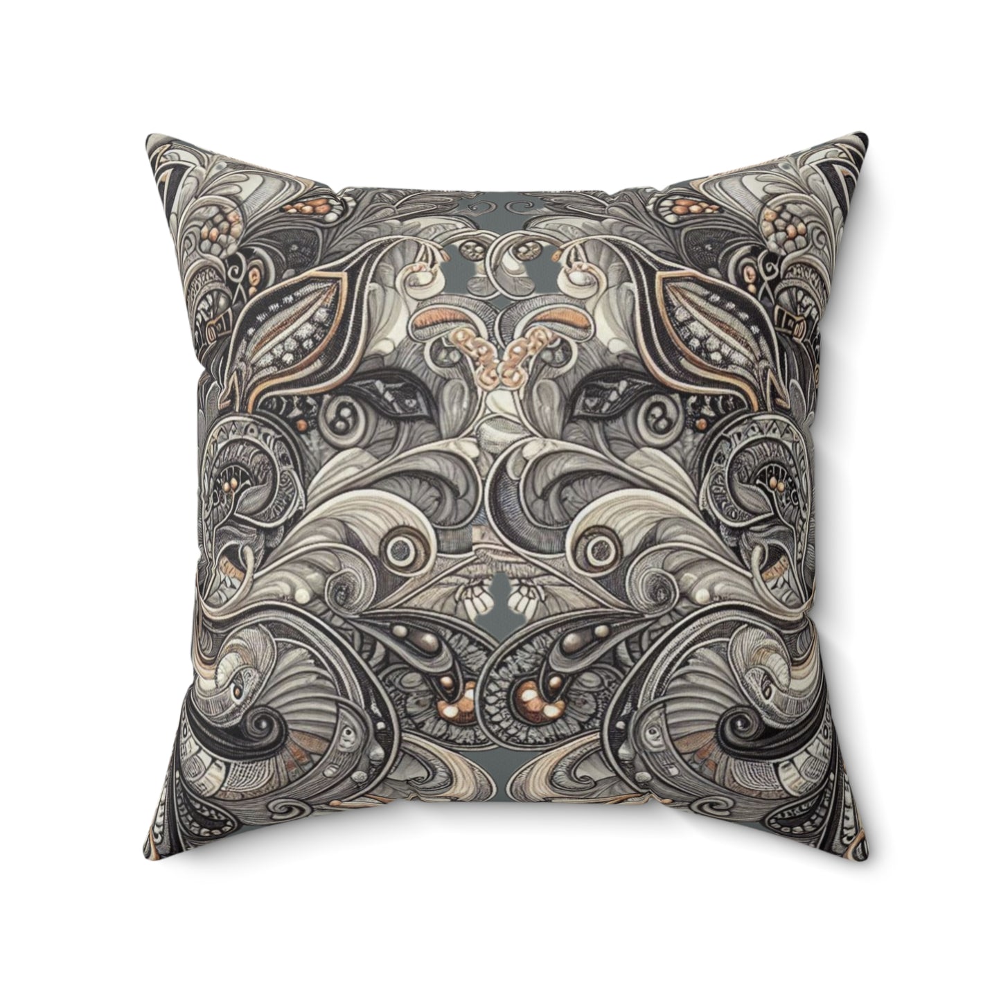 Art Deco Paisley Faux Suede Square Pillow