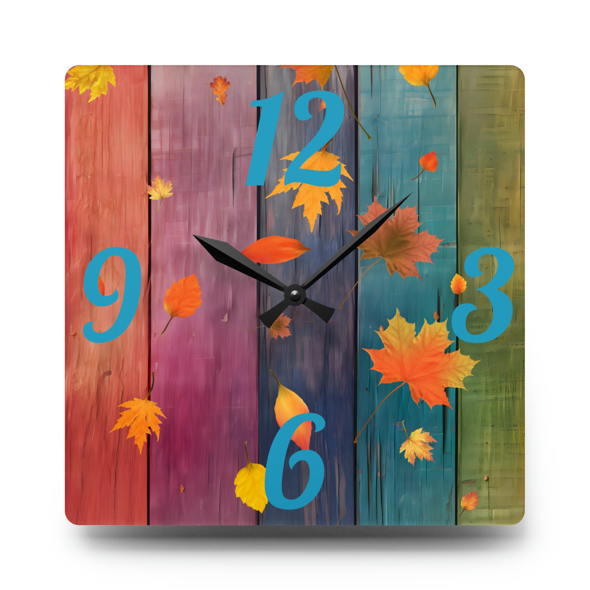 Colorful Wood Autumn Acrylic Wall Clock - Misfit Marketing Designs