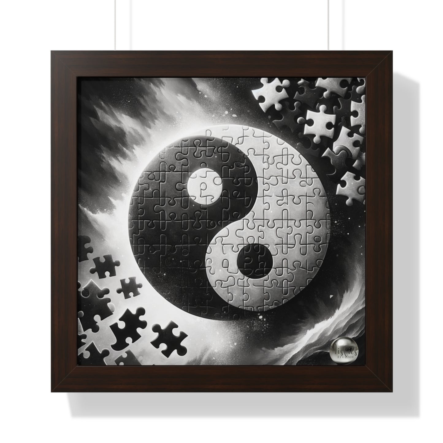 Yin Yang Interconnected Puzzle Pieces - Framed Vertical Poster  Home Decor - Misfit Marketing Design Studios