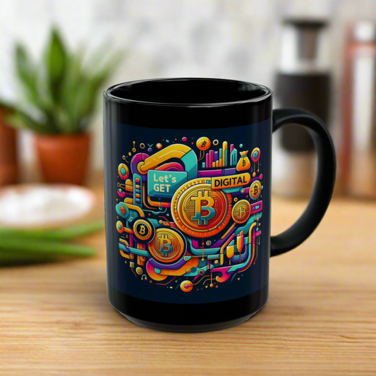 Bitcoin "Let's Get Digital" Black Mug