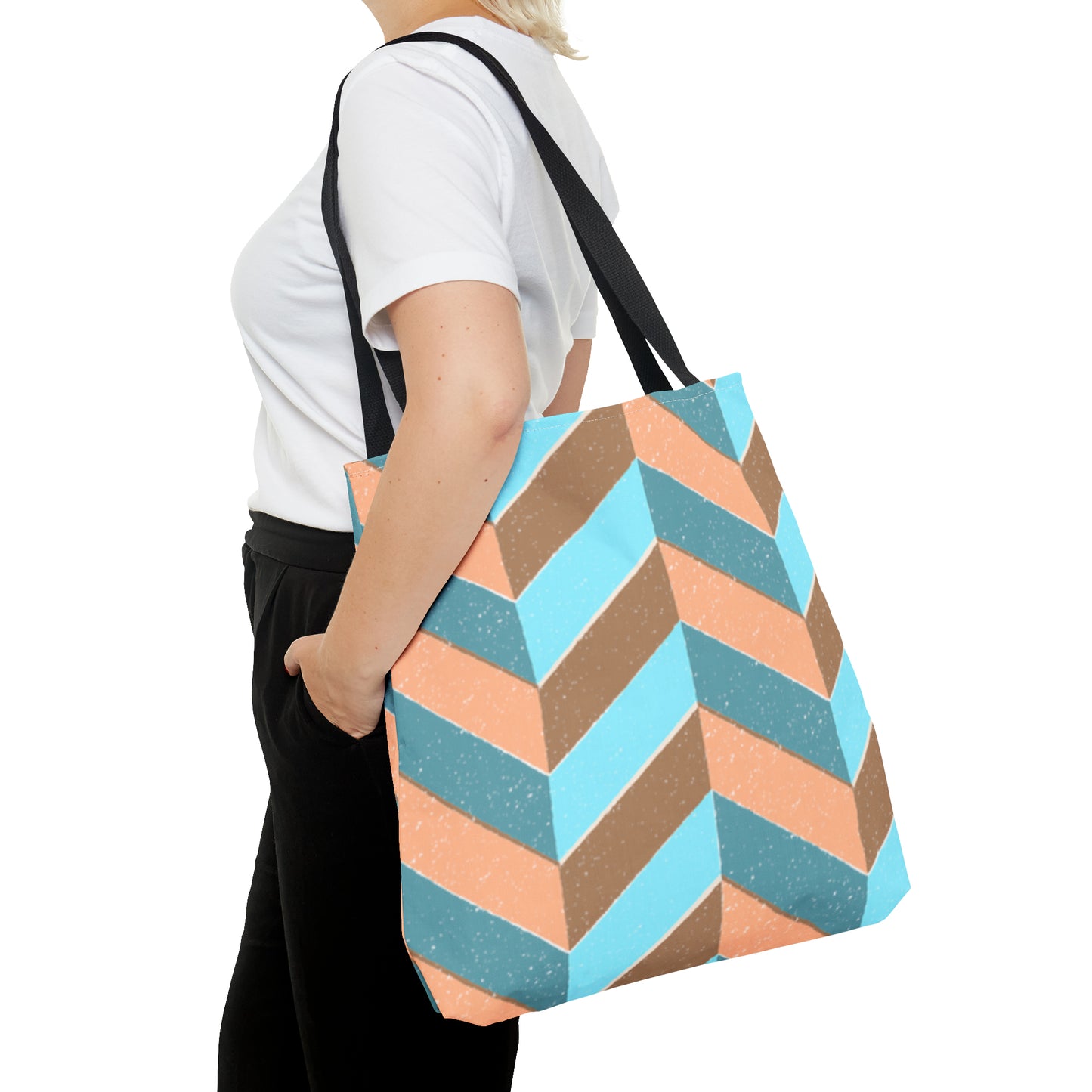 Misty Cyan Chevron Tote Bag - Fashionable and Functional - Misfit Marketing Design Studios