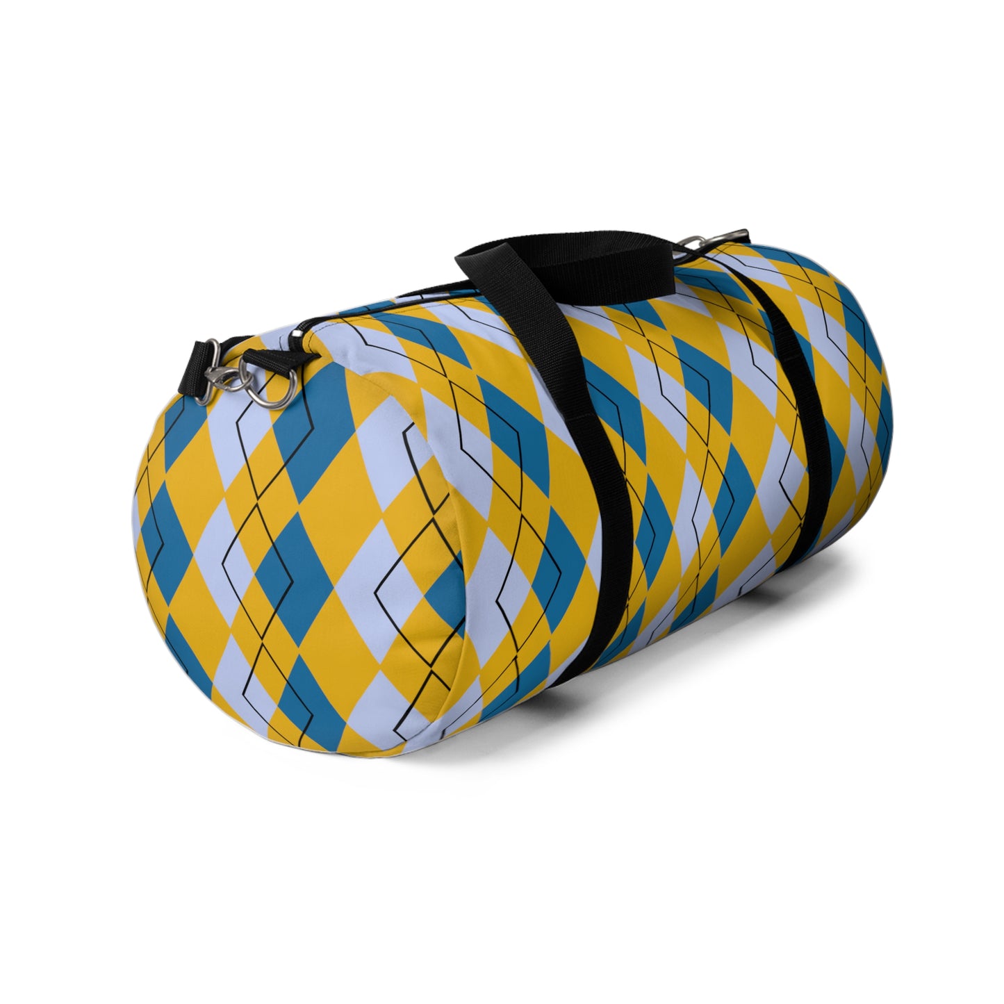 Yellow Argyle Spring Duffel - Perfect for Gym and Travel - Lightweight and Durable - Misfit Marketing Design Studios