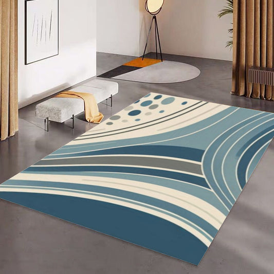 Teal Abstract Contemporary Design Foldable Rectangular Floor Mat