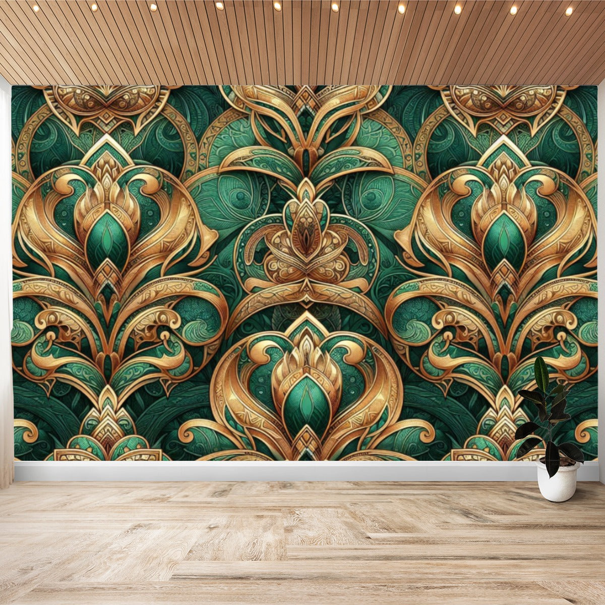 Emerald Green and Gold Art Deco Wall Decal