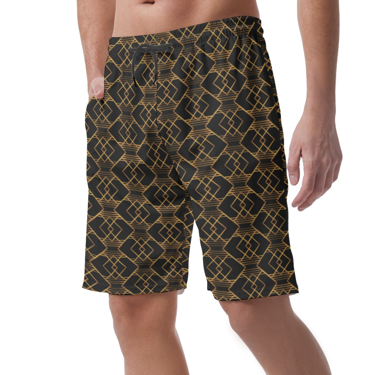 Men's Black and Gold Casual Summer Shorts