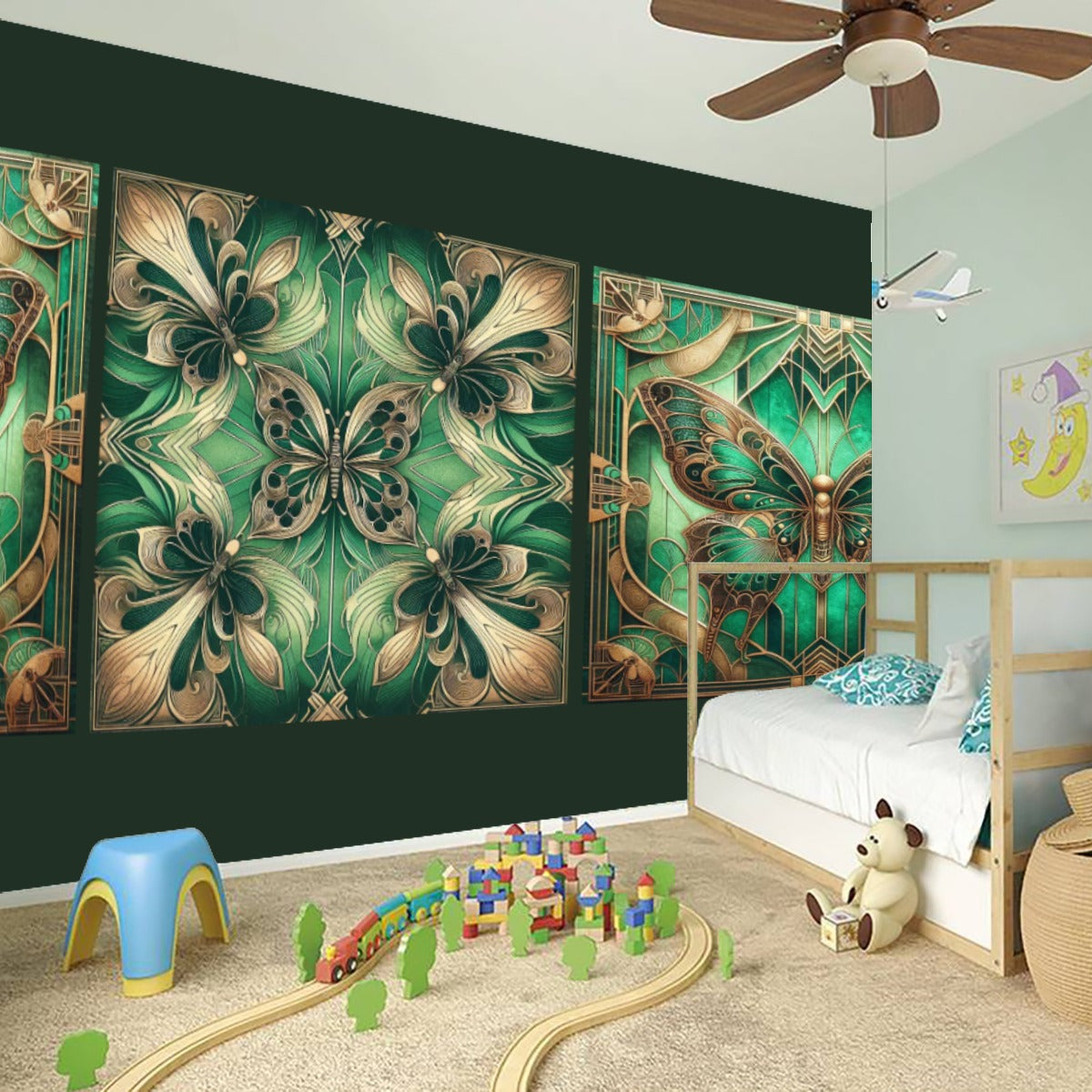 Emerald Green Butterfly Wall Mural Decal