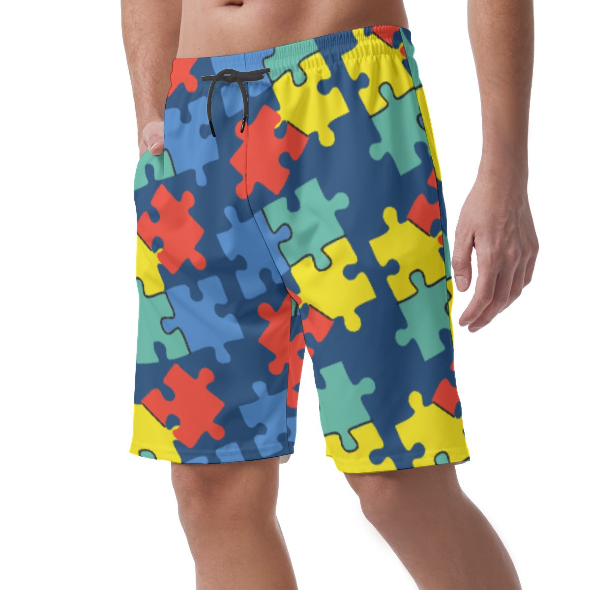 Mens Puzzle Pieces Shorts in Vibrant Colors - Perfect for Casual Wear - Misfit Marketing Design Studios