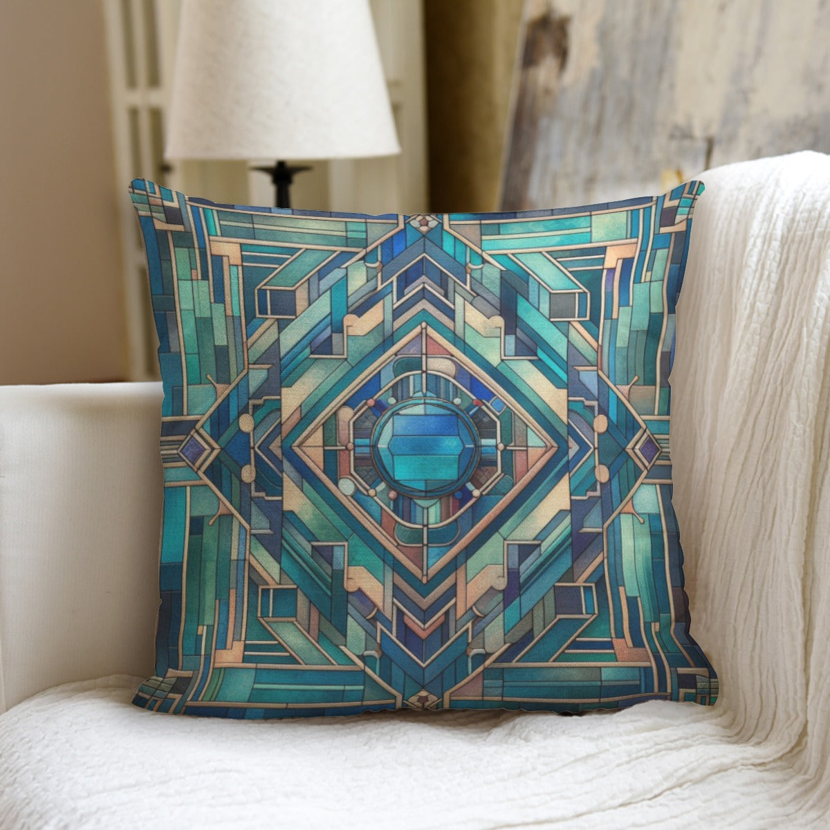 Art Deco Decorative Accent Pillow - Elegant Home Decor Accessory - Misfit Marketing Design Studios