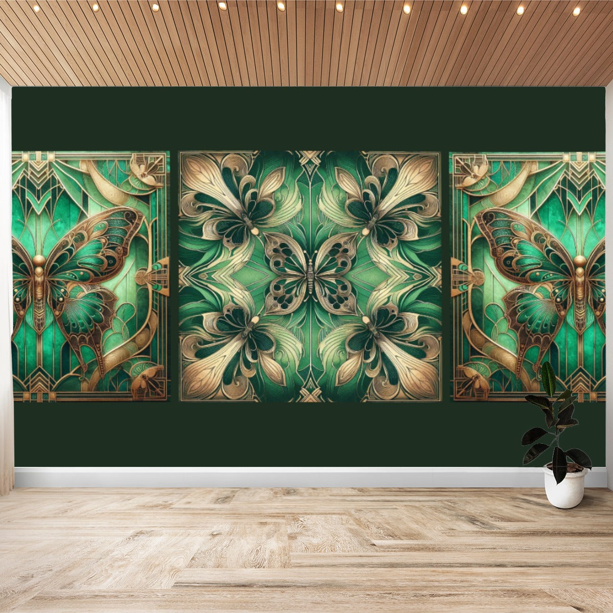 Emerald Green Butterfly Wall Mural Decal