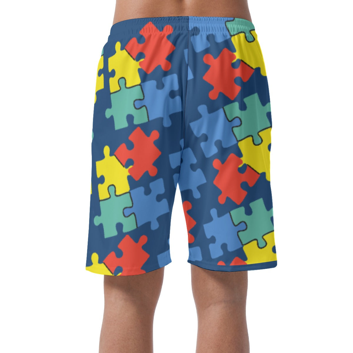 Mens Puzzle Pieces Shorts in Vibrant Colors - Perfect for Casual Wear - Misfit Marketing Design Studios