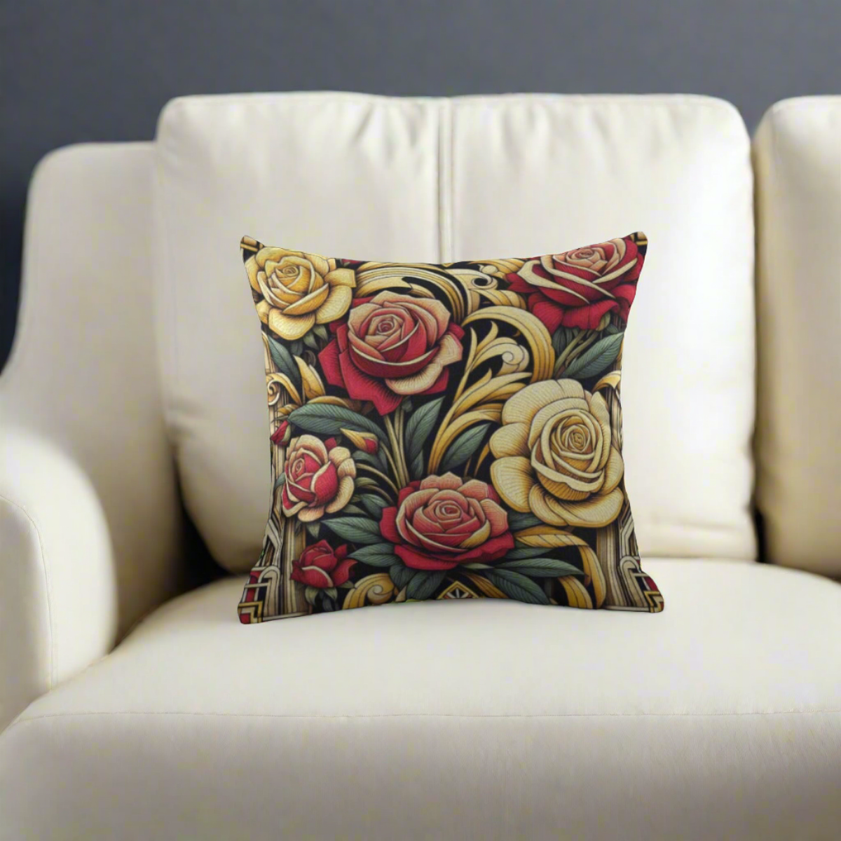 Yellow and Red Rose Decorative Plush Accent Pillows.