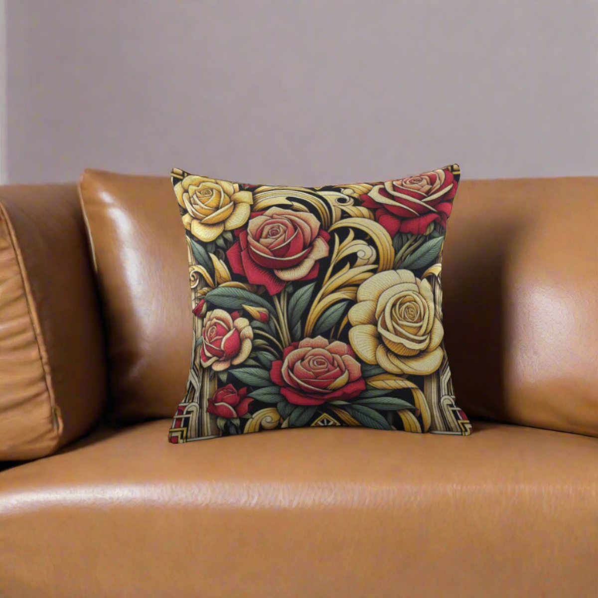 Yellow and Red Rose Decorative Plush Accent Pillows.