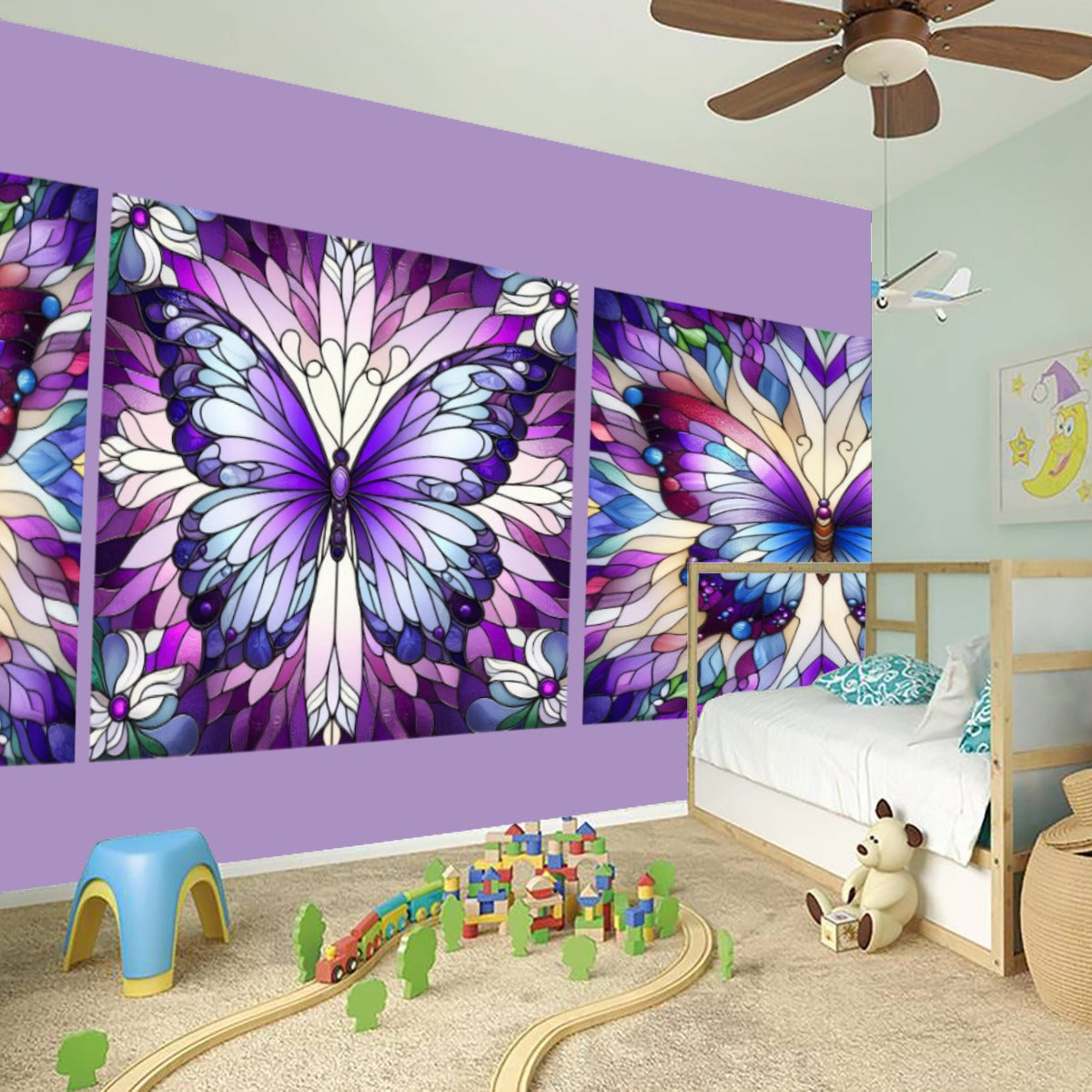 Violet Butterfly Decorative Wall Mural Decal