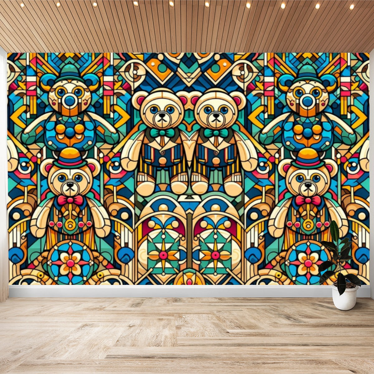 Colorful Teddy Bear Wall Decal