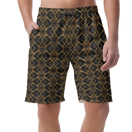 Men's Black and Gold Casual Summer Shorts