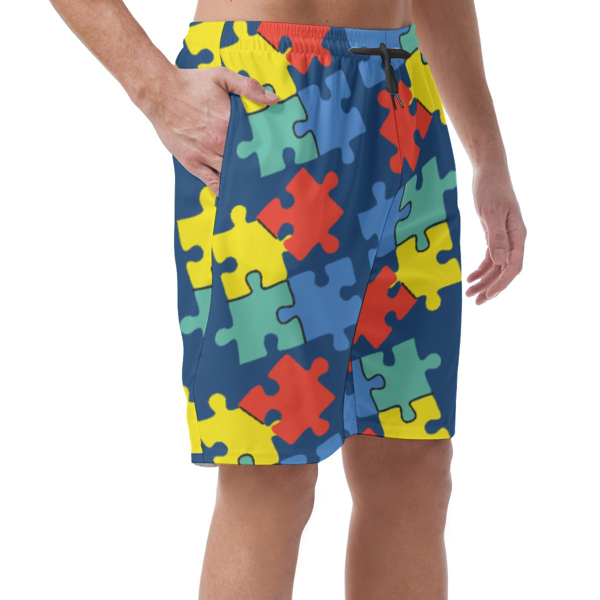 Mens Puzzle Pieces Shorts in Vibrant Colors - Perfect for Casual Wear - Misfit Marketing Design Studios