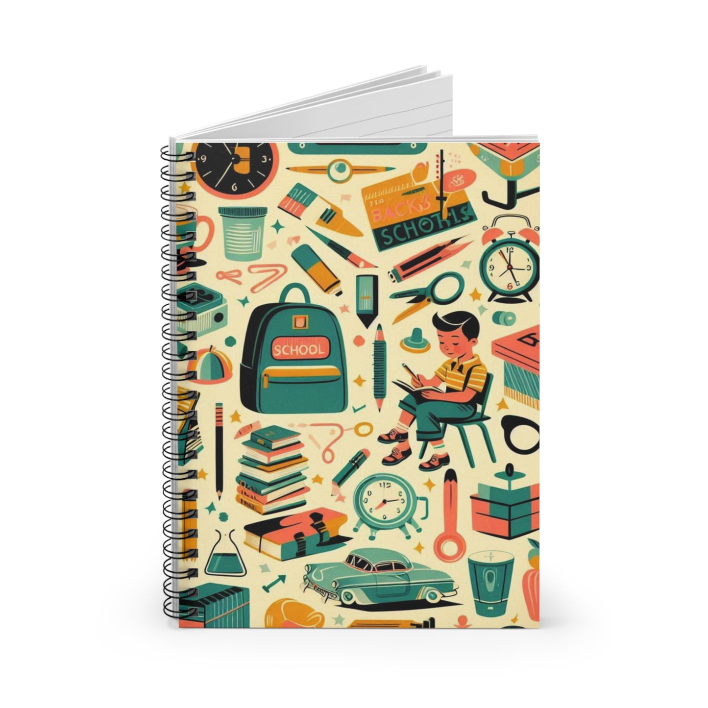 Back to School 1950s Classroom Spiral Notebook - Ruled Line