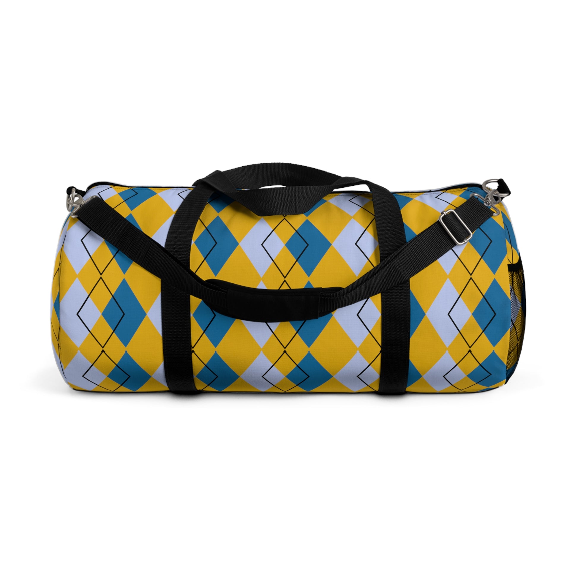 Yellow Argyle Spring Duffel - Perfect for Gym and Travel - Lightweight and Durable - Misfit Marketing Design Studios