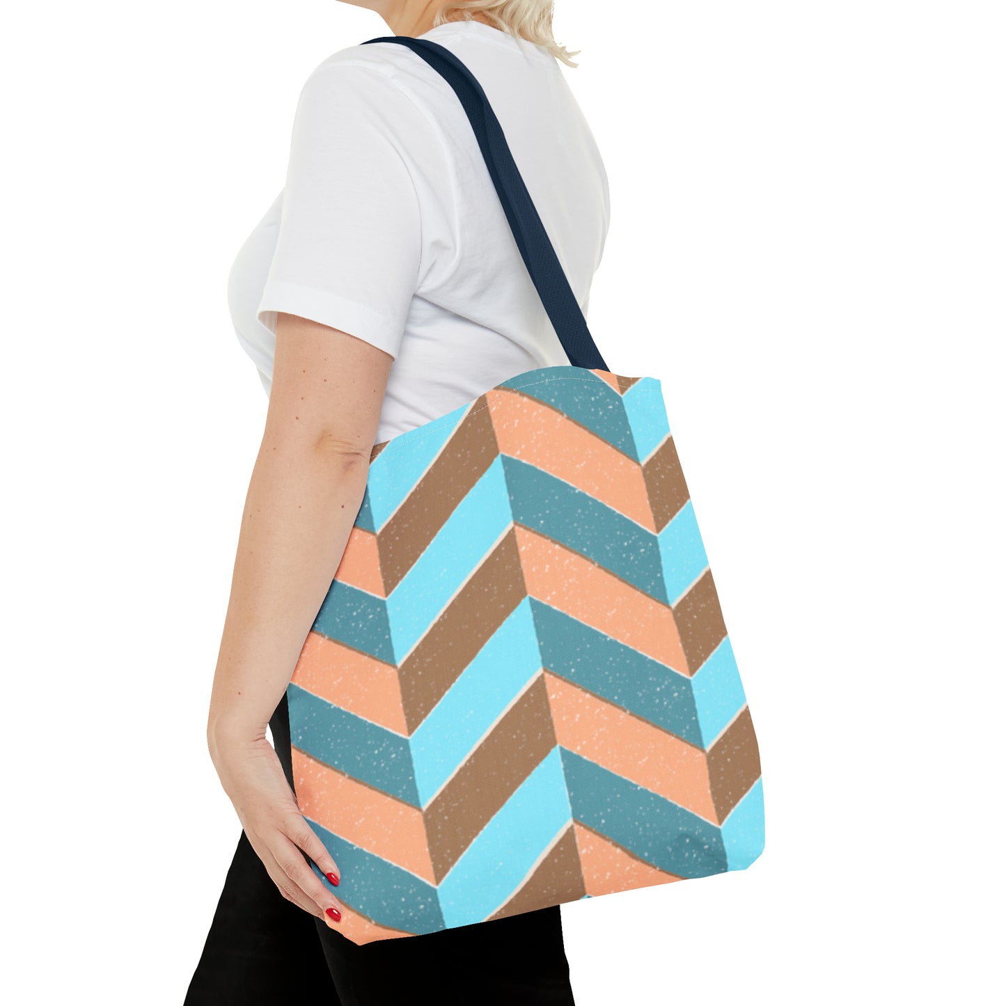 Misty Cyan Chevron Tote Bag - Fashionable and Functional - Misfit Marketing Design Studios