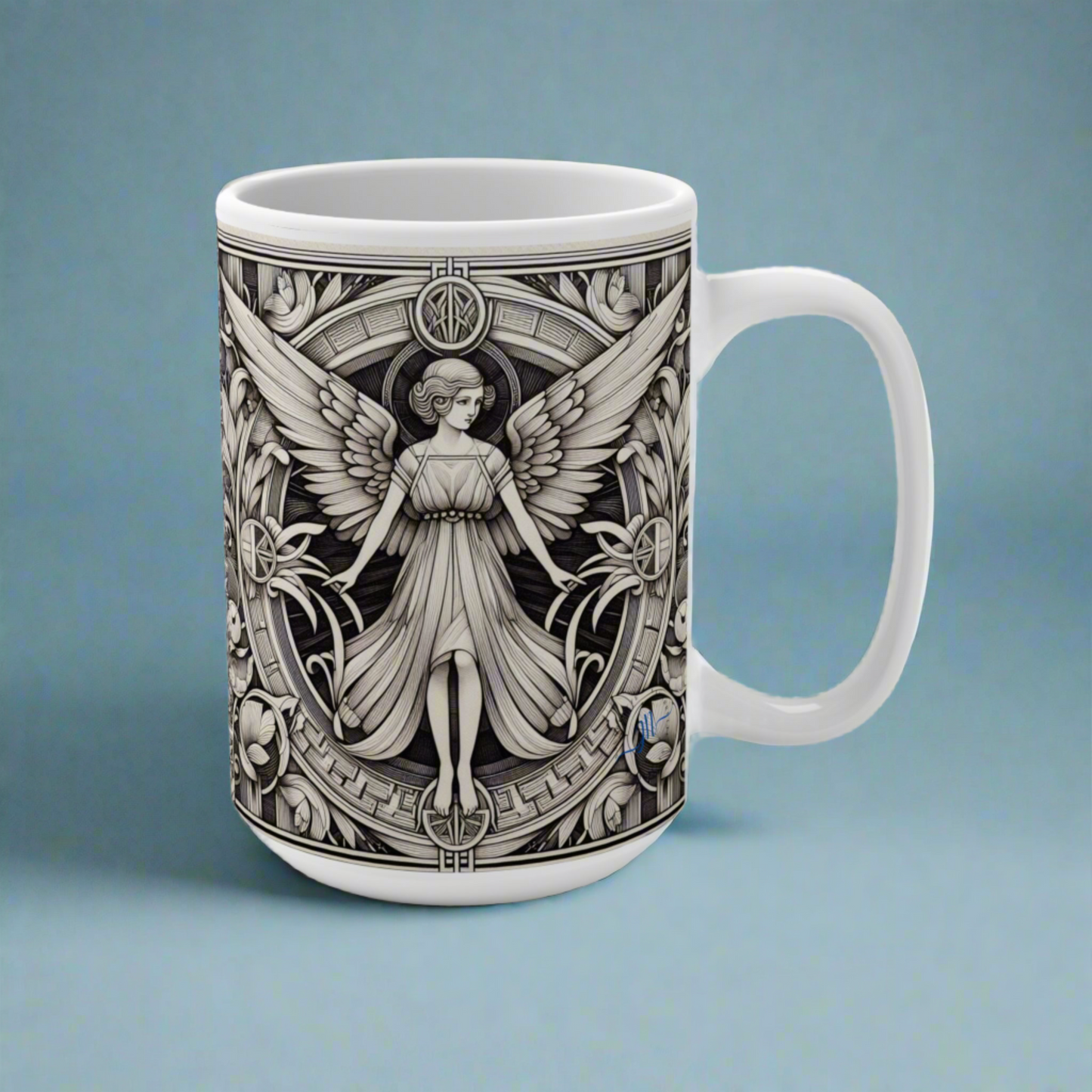 Art Deco Black and White Angel Coffee Mug