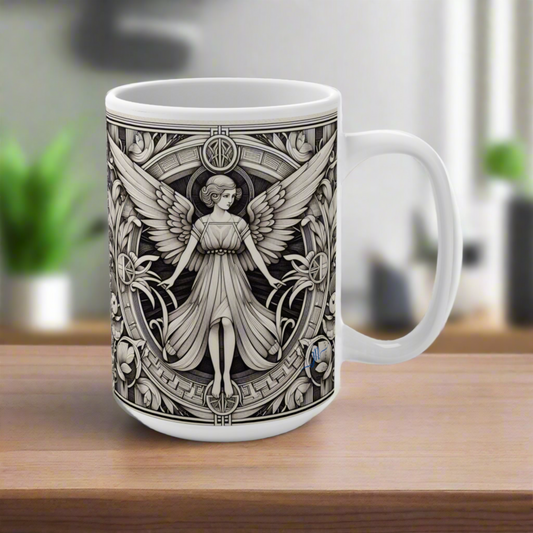 Art Deco Black and White Angel Coffee Mug