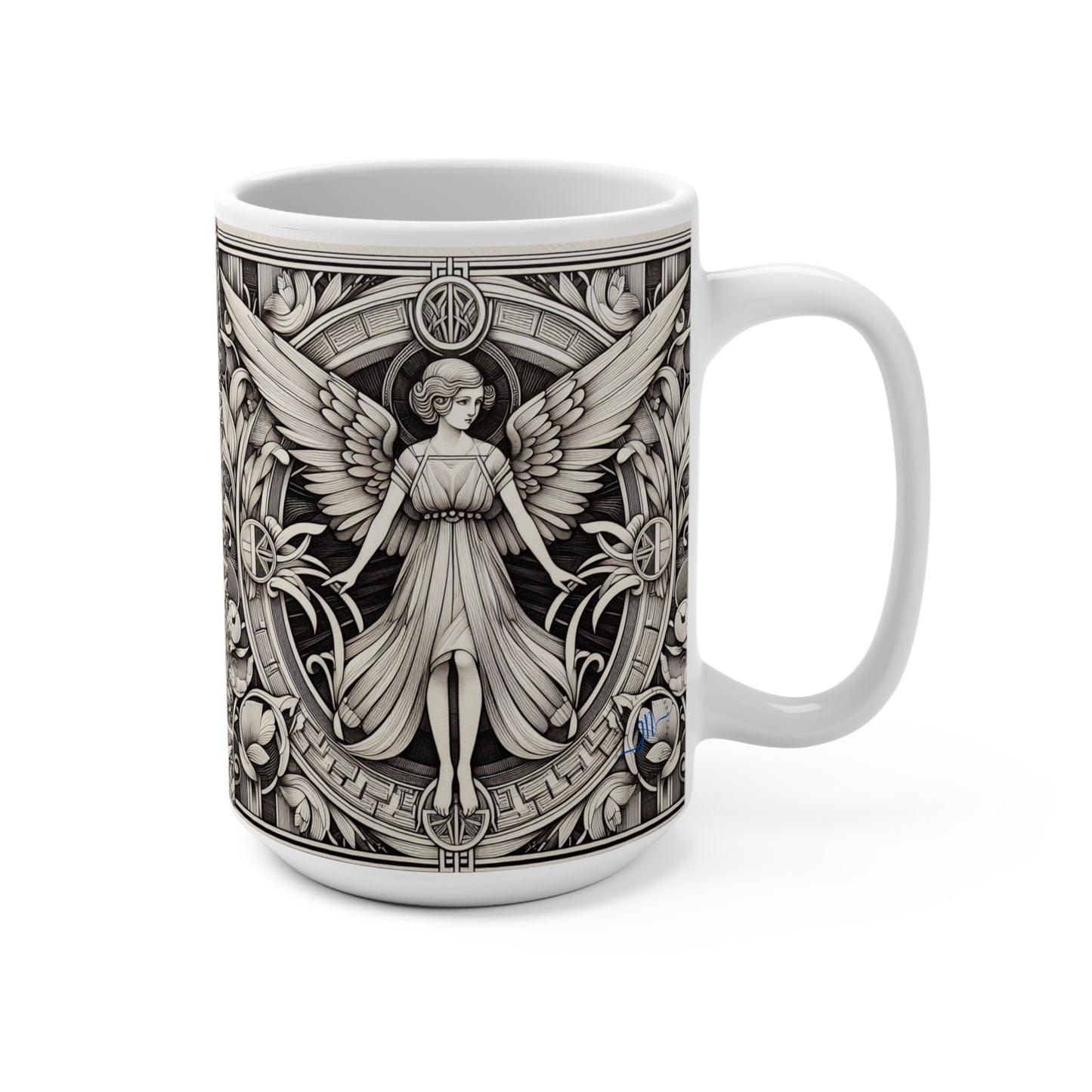 Art Deco Black and White Angel Coffee Mug