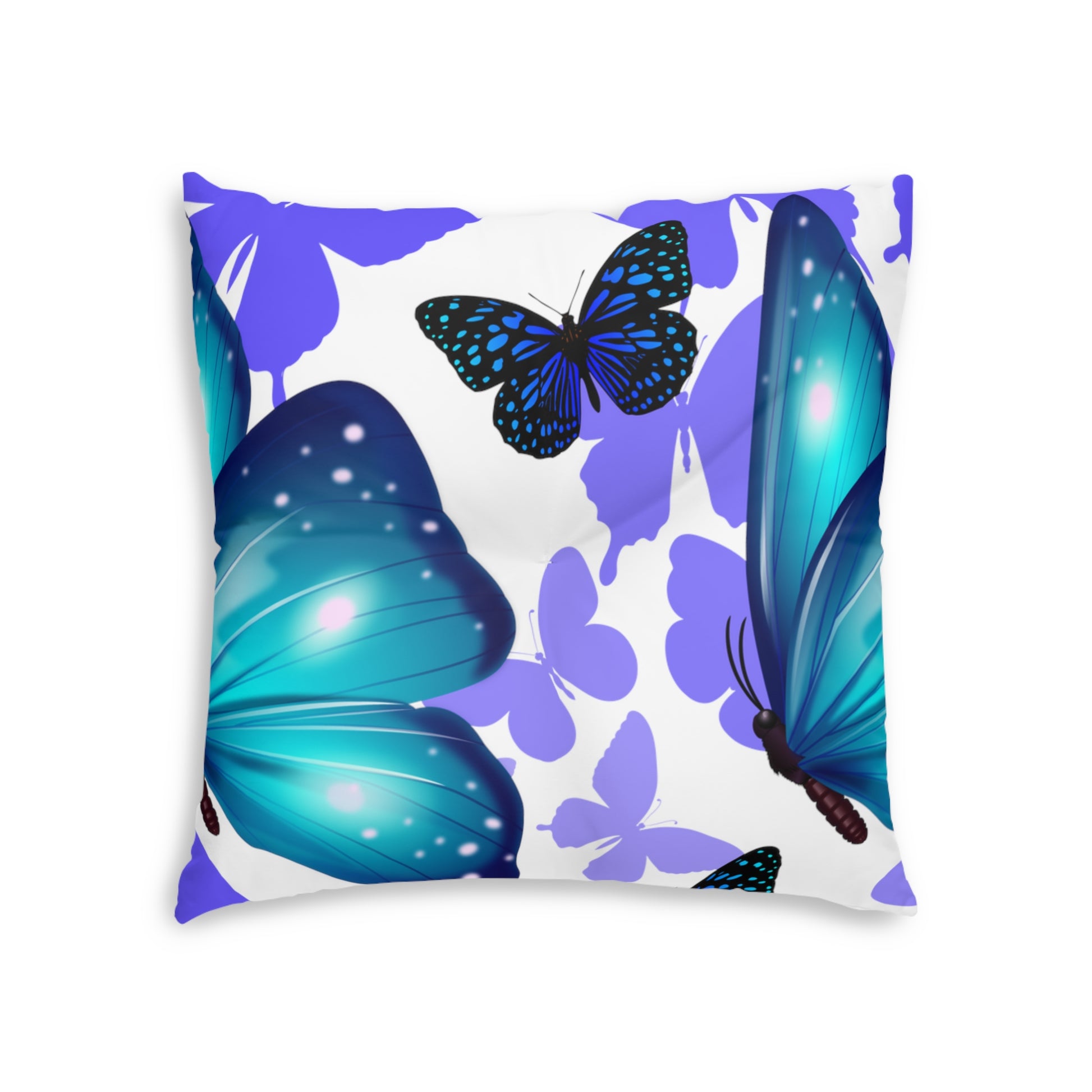 Teal Butterfly Tufted Floor Pillow - Soft and Stylish Decor for Your Home - Misfit Marketing Design Studios