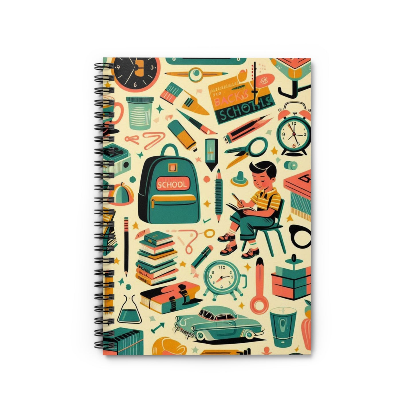 Back to School 1950s Classroom Spiral Notebook - Ruled Line