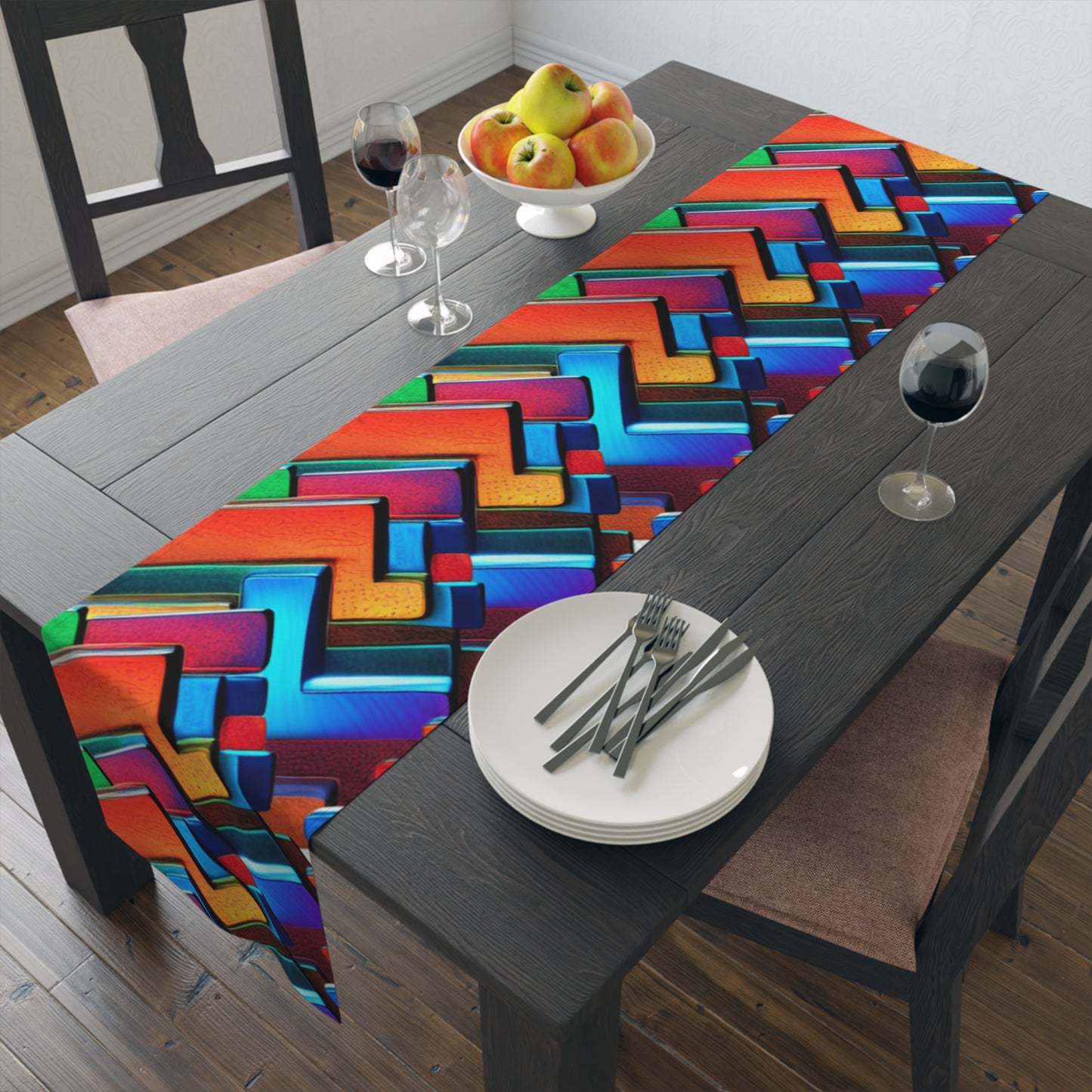 Vibrant and Colorful Abstract Decorative Table Runner - Misfit Marketing Design Studios