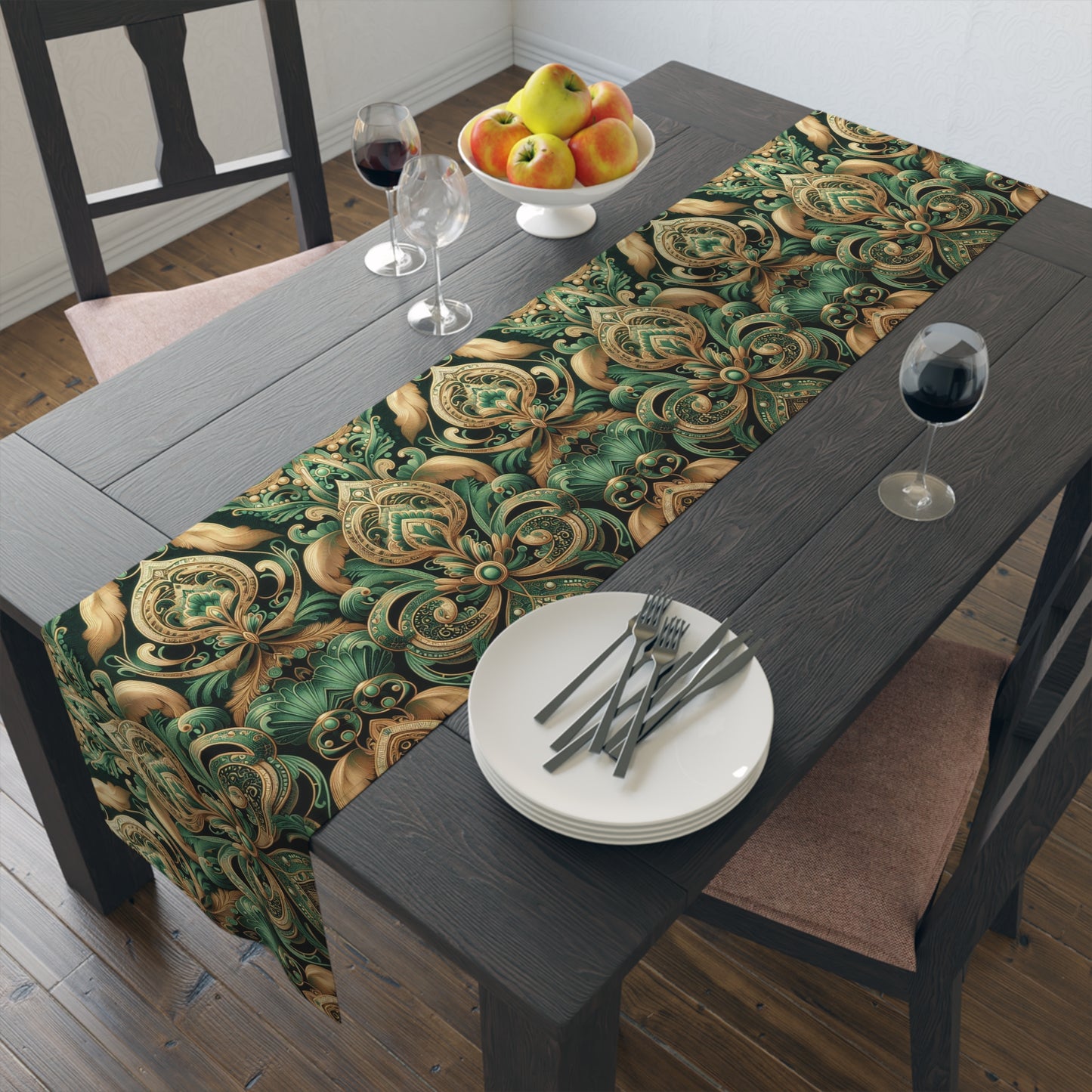 Ornate Emerald Table Runner