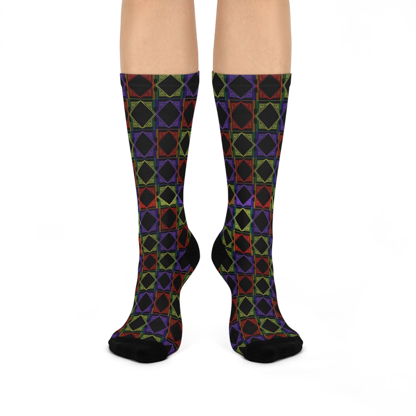 Art Deco Rainbow Cushioned Crew Socks - Misfit Marketing Design Studios