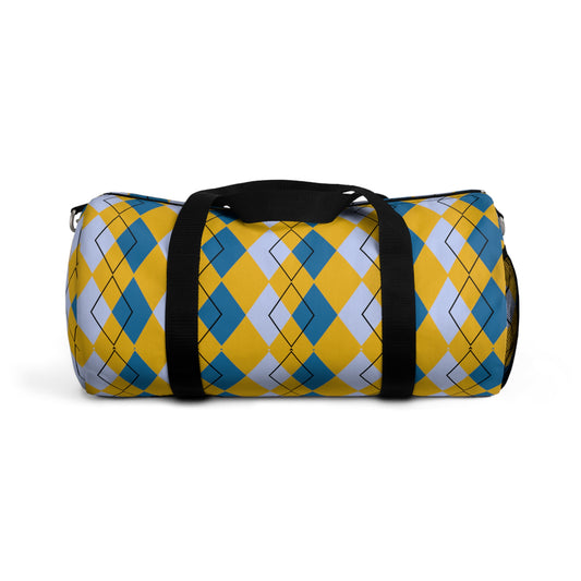 Yellow Argyle Spring Duffel - Perfect for Gym and Travel - Lightweight and Durable - Misfit Marketing Design Studios