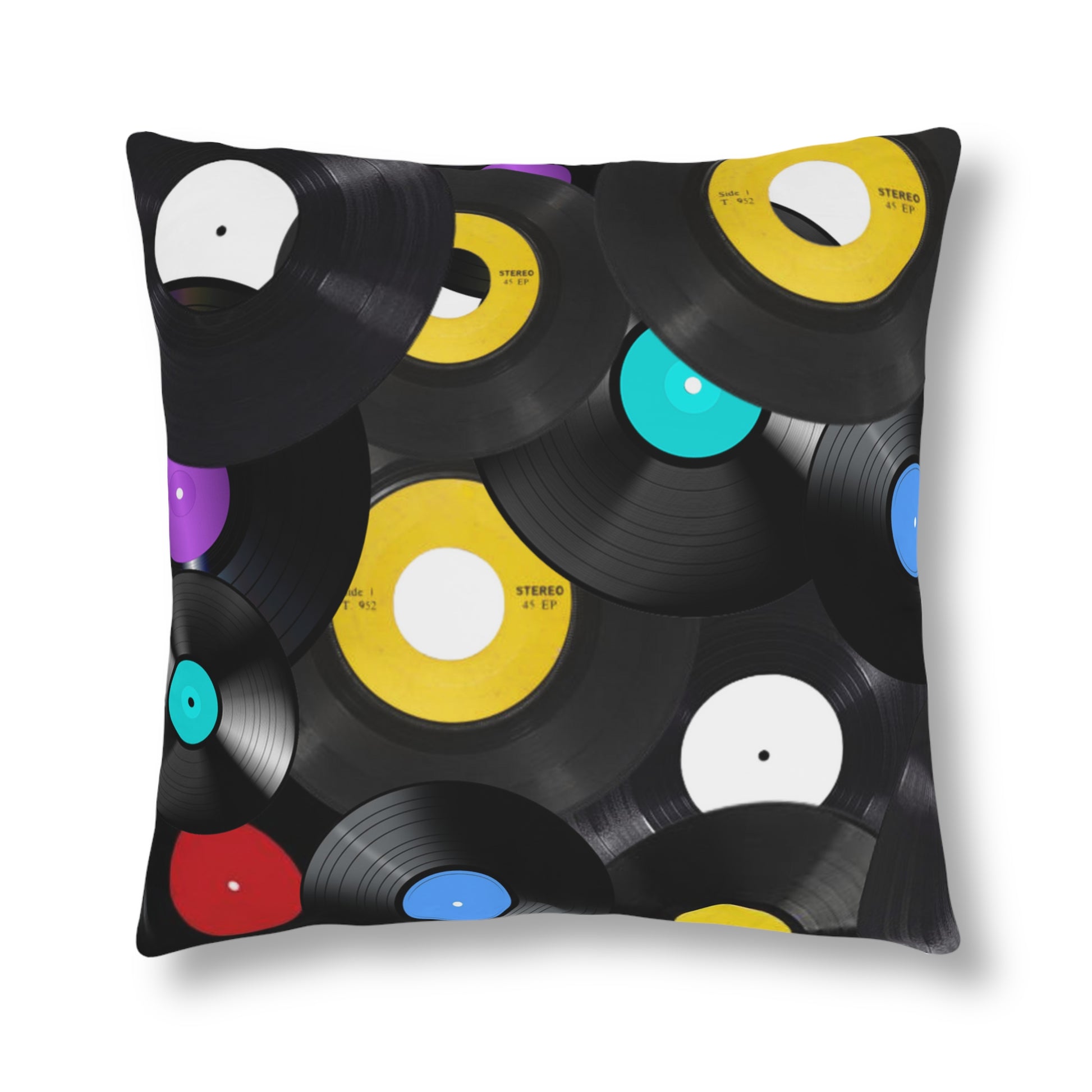 Vinyl Record Decorative Pillow - Retro Music Inspired Home Decor - Misfit Marketing Design Studios