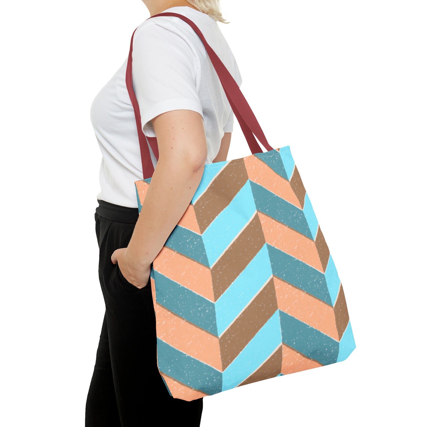 Misty Cyan Chevron Tote Bag - Fashionable and Functional - Misfit Marketing Design Studios