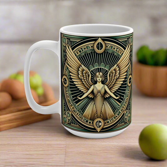 15oz Ceramic Art Deco Angel Coffee Mug