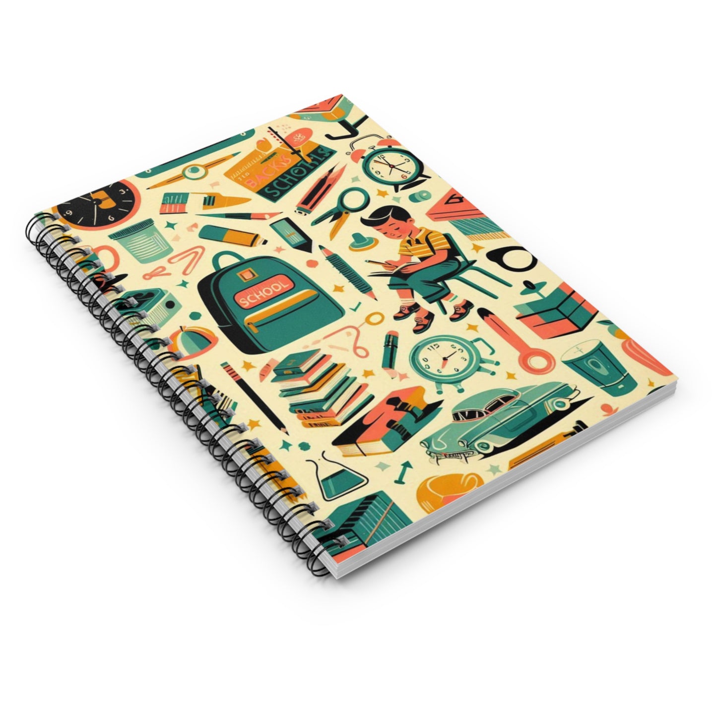 Back to School 1950s Classroom Spiral Notebook - Ruled Line