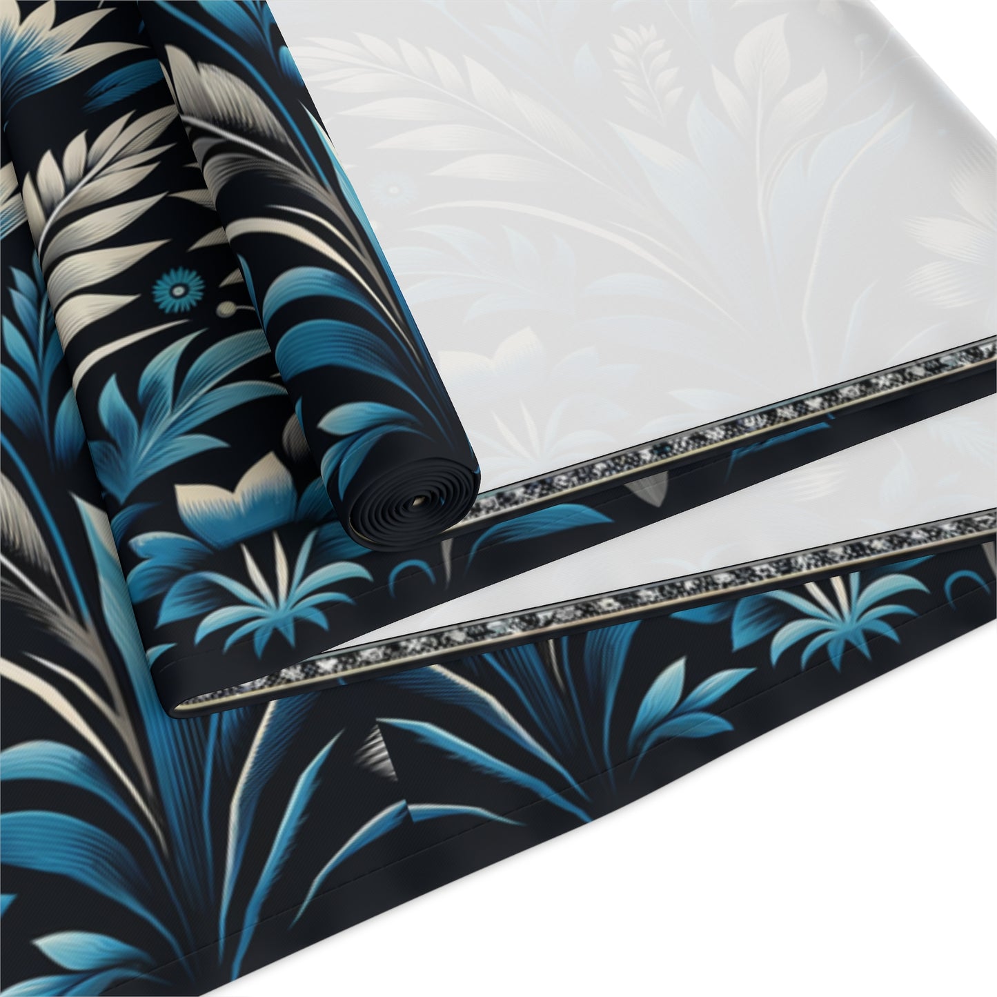 Dark Blue Art Dec Floral Table Runner