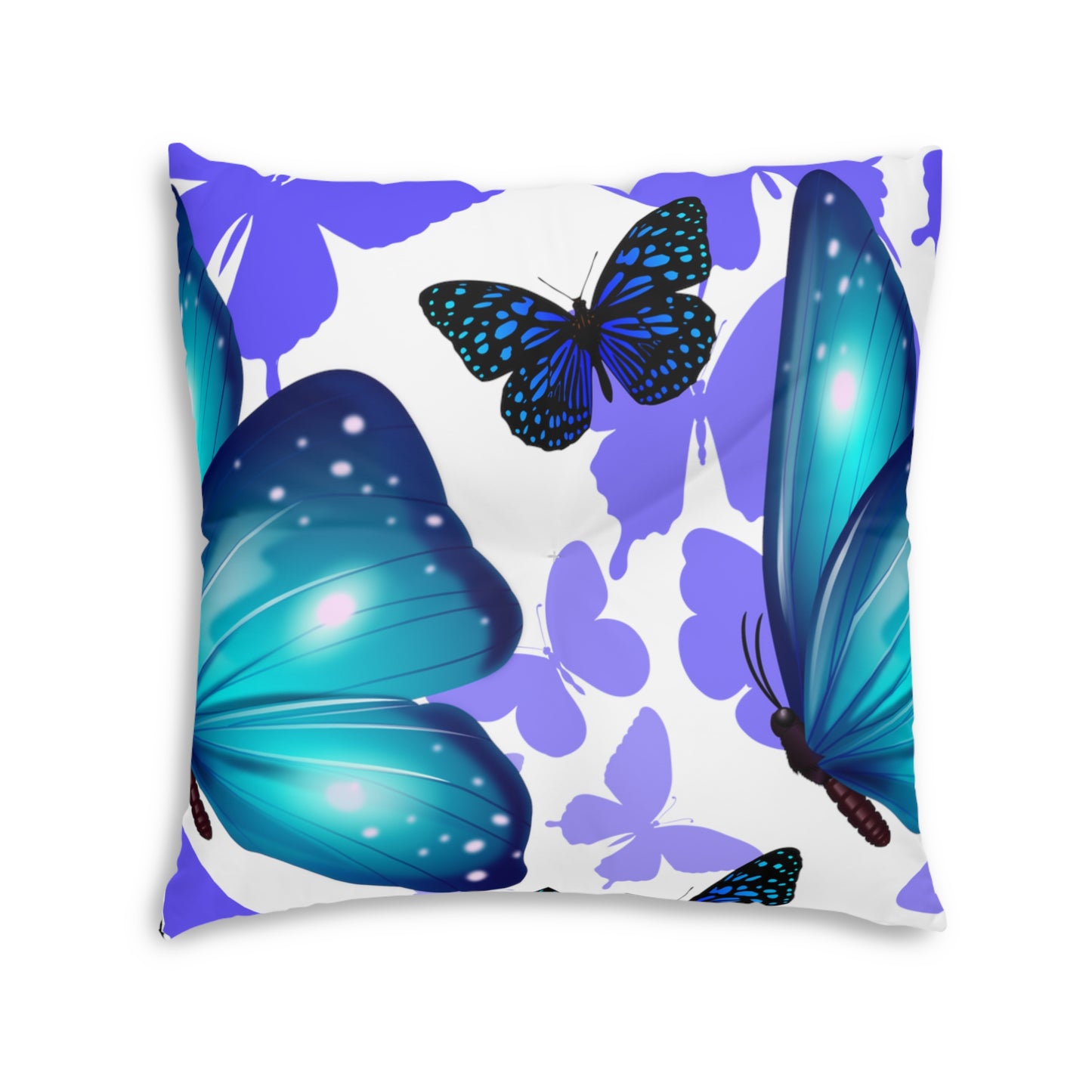 Teal Butterfly Tufted Floor Pillow - Soft and Stylish Decor for Your Home - Misfit Marketing Design Studios