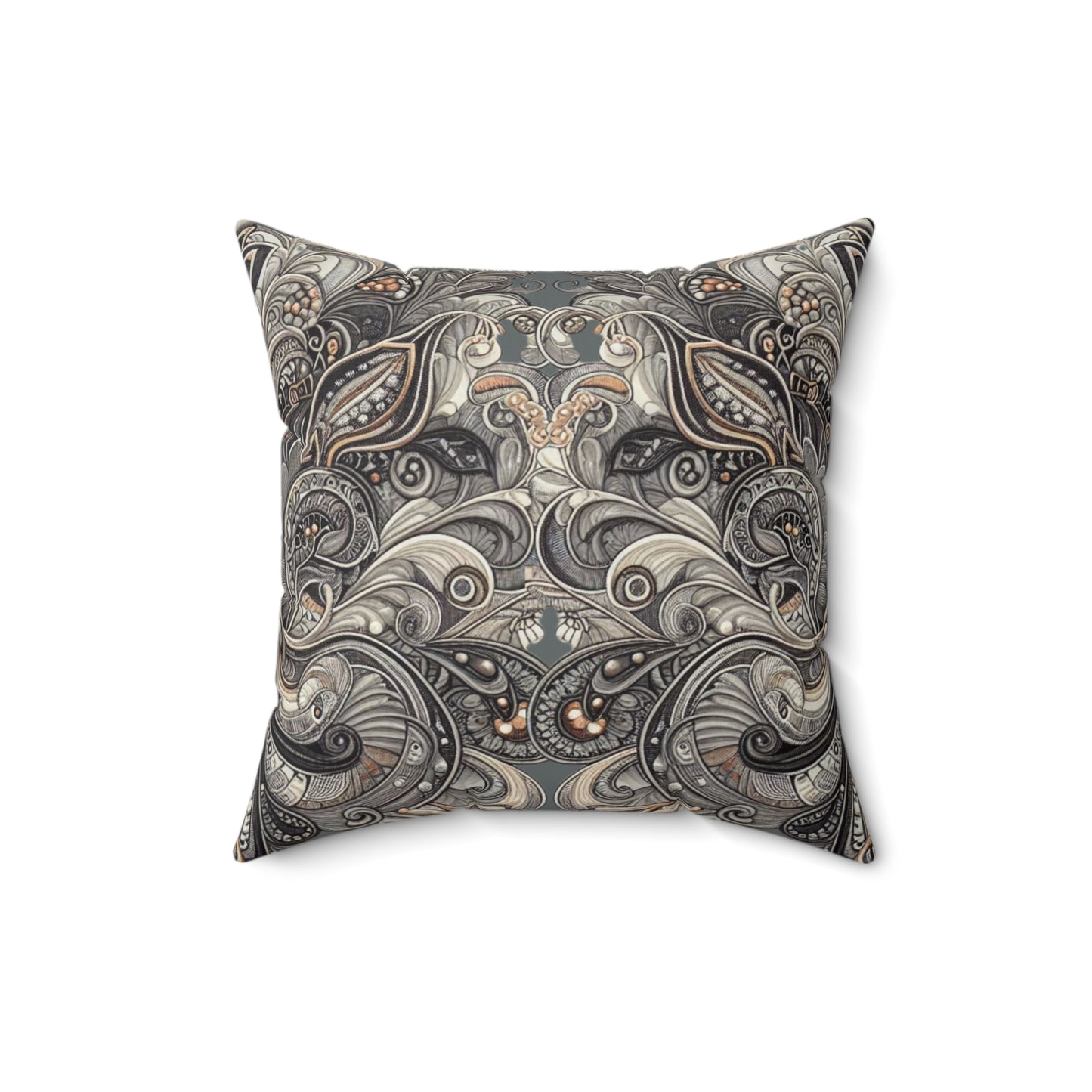 Art Deco Paisley Faux Suede Square Pillow