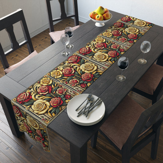 Elegant Red Yellow Roses Table Runner - Perfect for Any Occasion