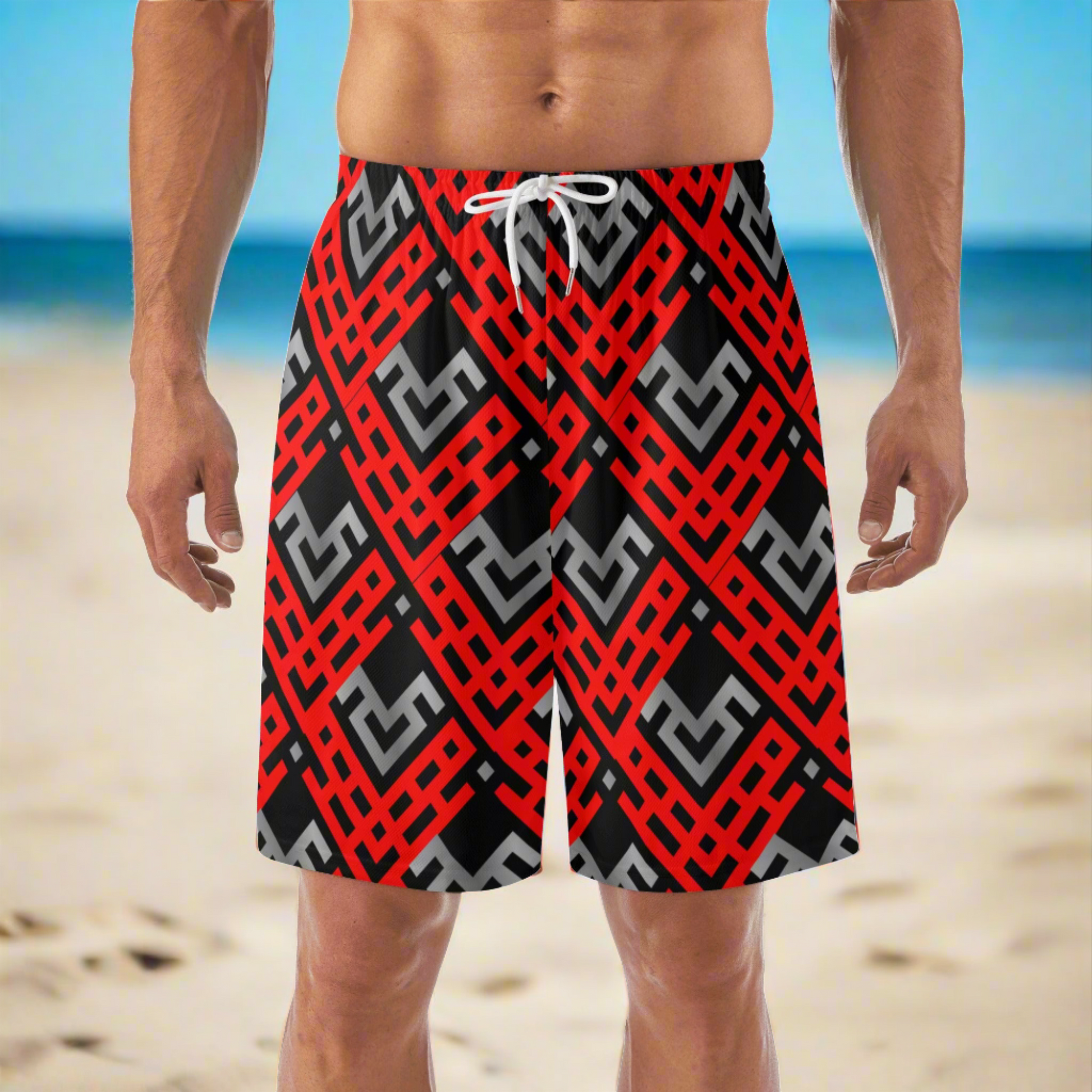 Art Deco Mens Beach Shorts - Lightweight  Stylish - Misfit Marketing Design Studios