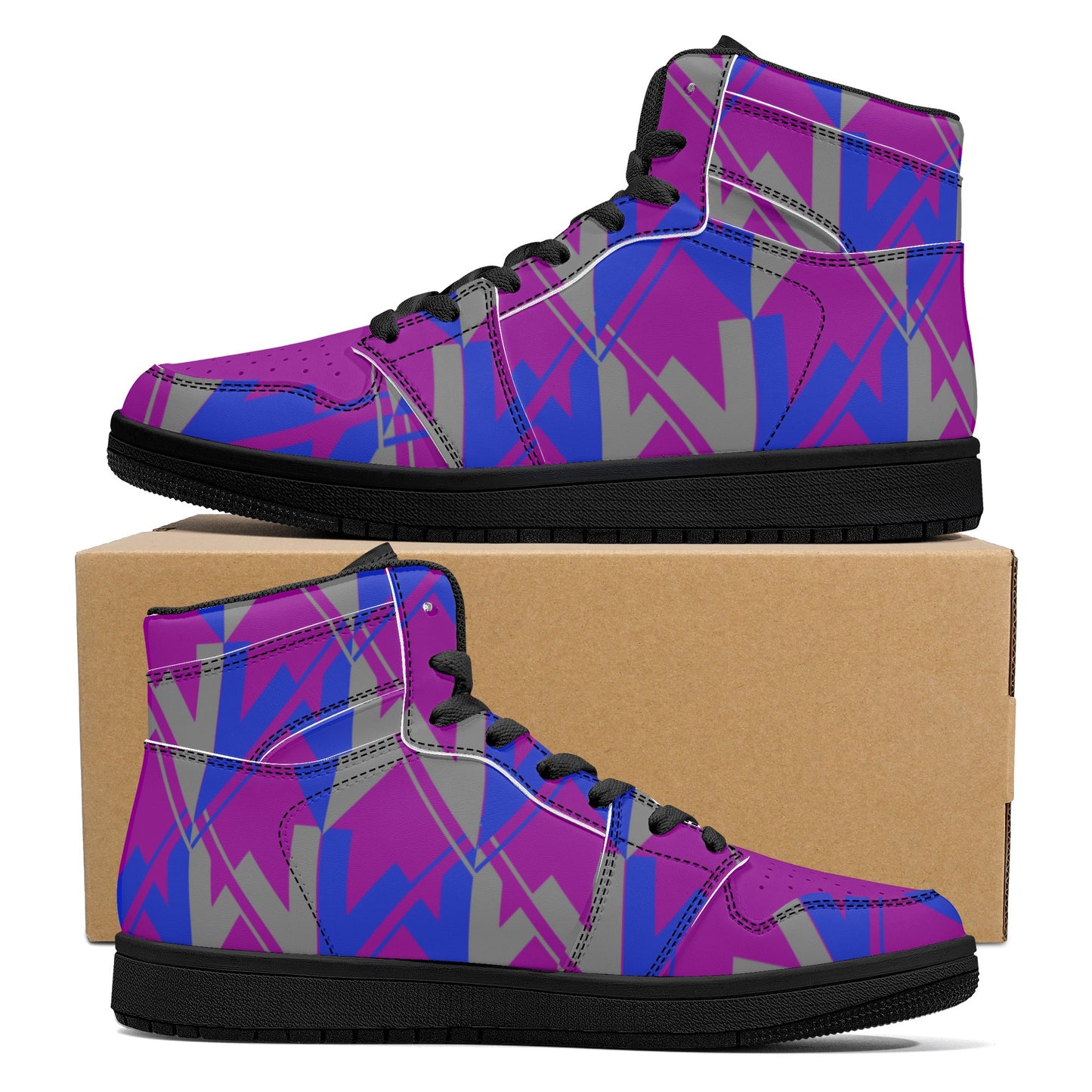 Women's Mardi Gras High Top Leather Sneakers - Misfit Marketing Designs