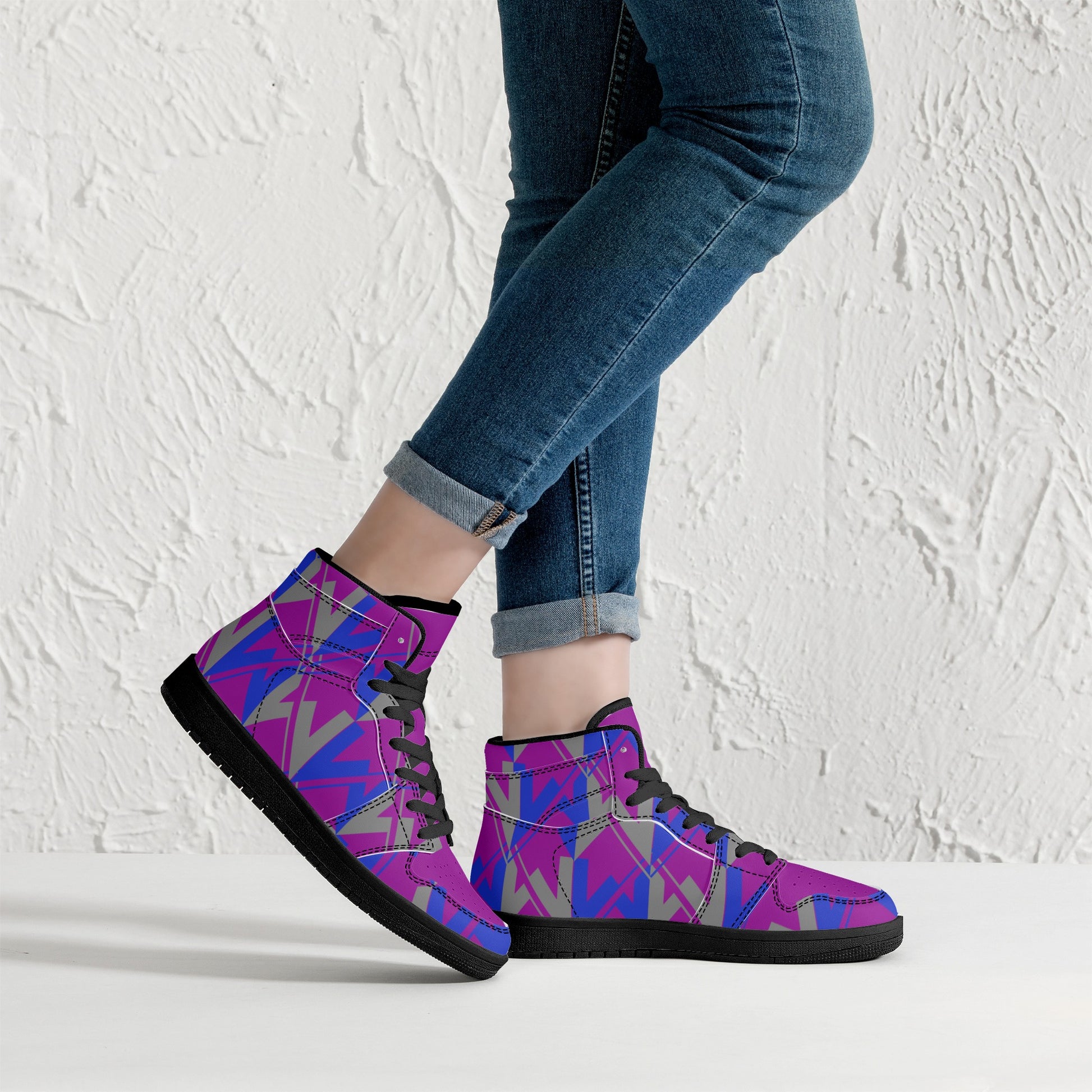 Women's Mardi Gras High Top Leather Sneakers - Misfit Marketing Designs