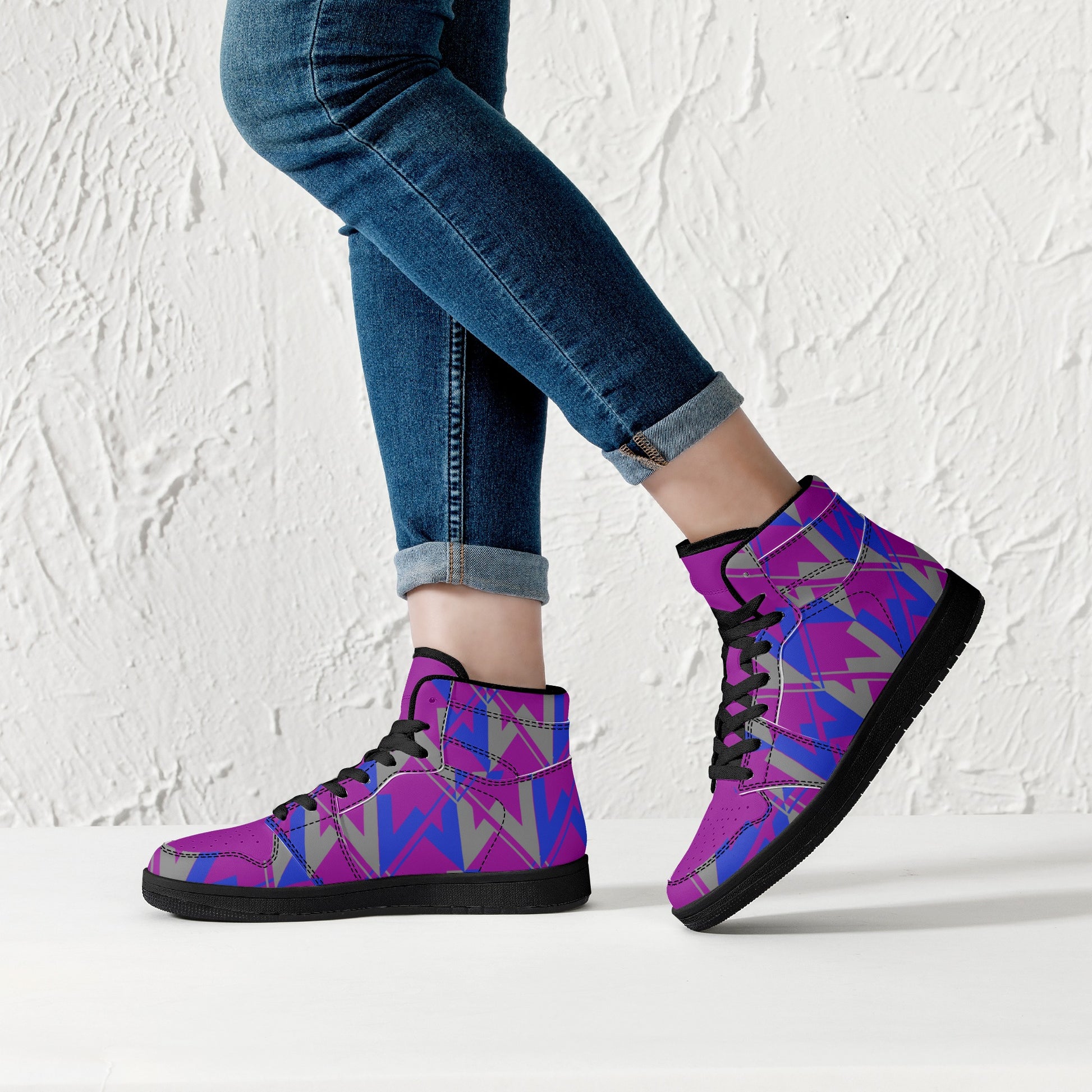 Women's Mardi Gras High Top Leather Sneakers - Misfit Marketing Designs