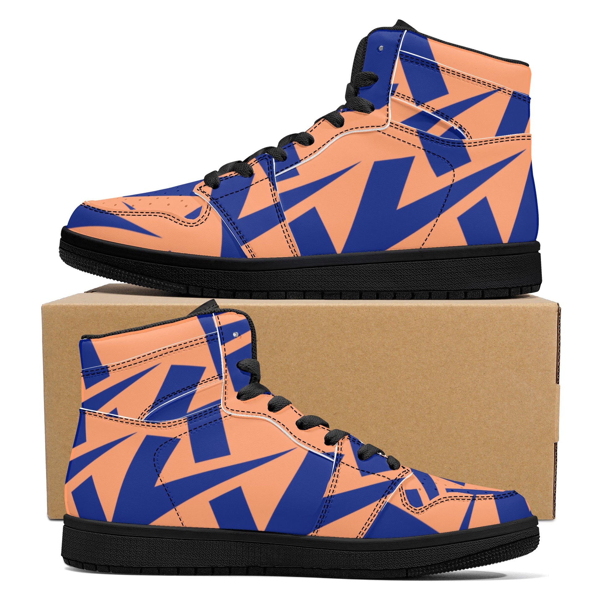 Women's Atomic Tangerine High Top Leather Sneakers - Misfit Marketing Designs