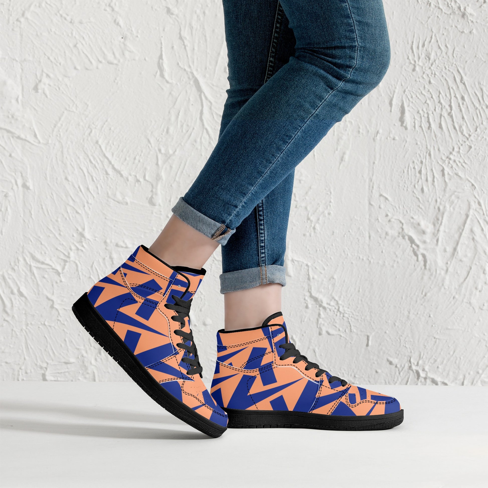 Women's Atomic Tangerine High Top Leather Sneakers - Misfit Marketing Designs