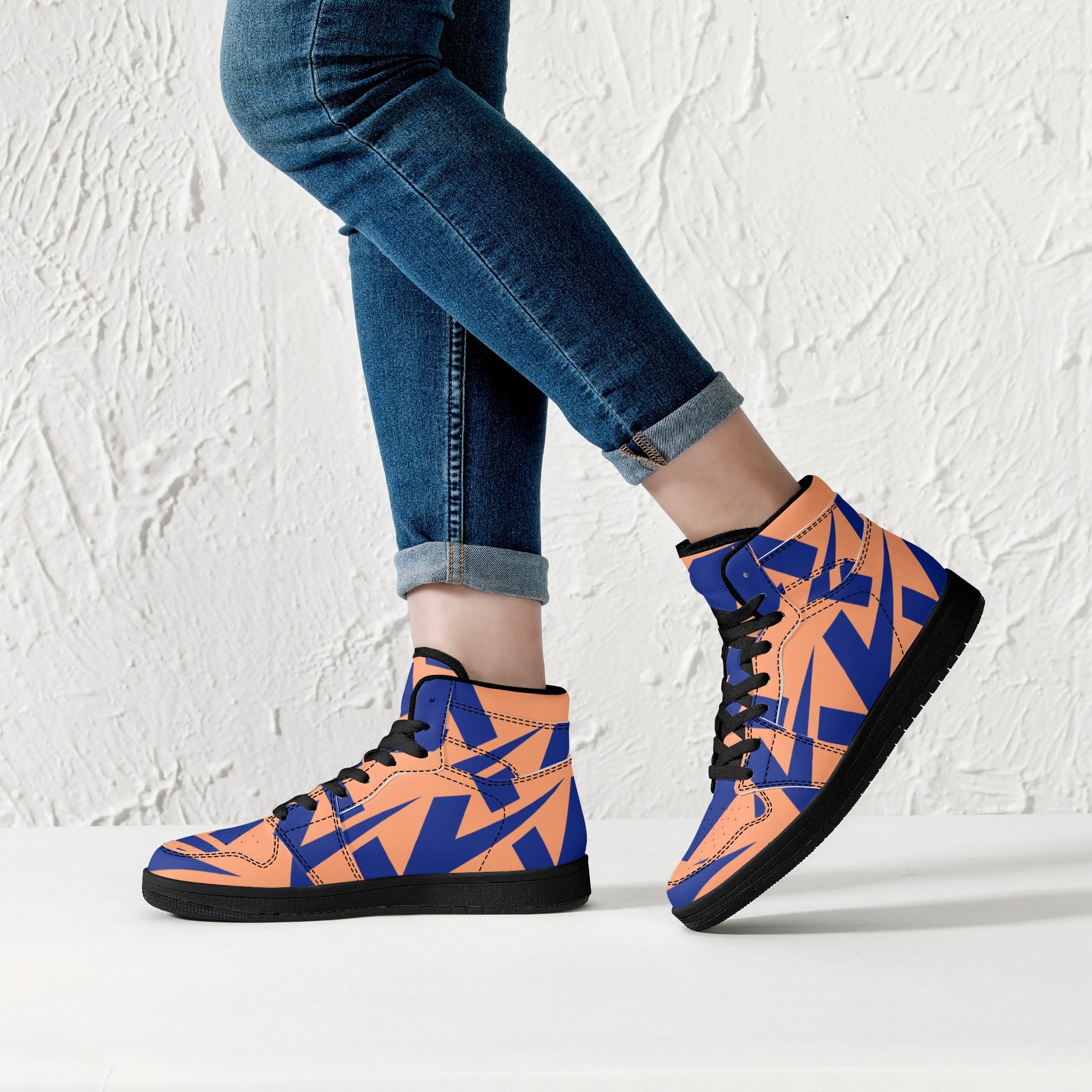 Women's Atomic Tangerine High Top Leather Sneakers - Misfit Marketing Designs